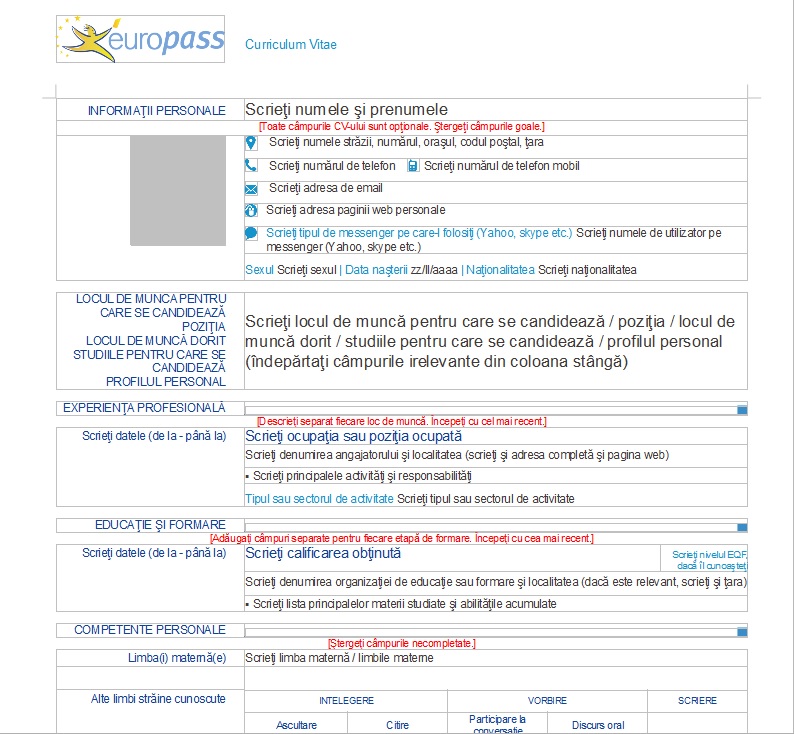 Model CV Europass